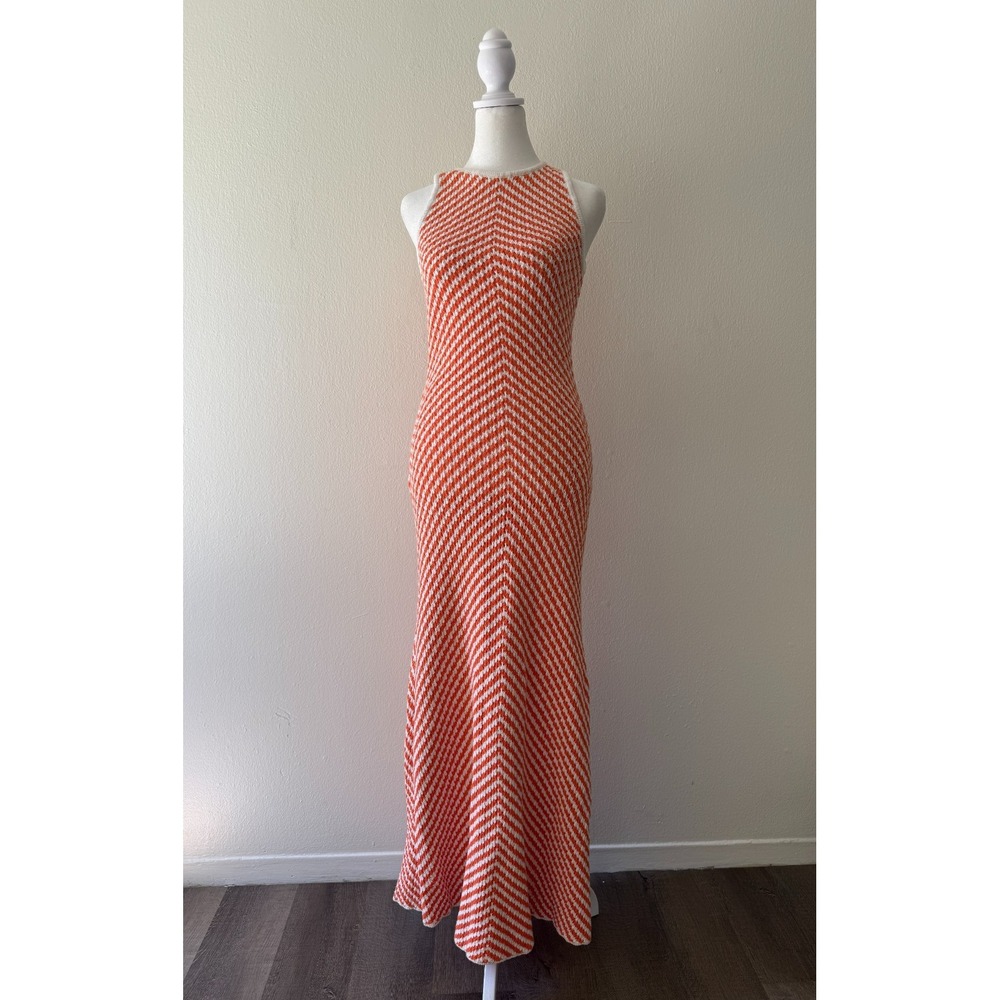 Zara Orange & White Sleeveless Maxi Dress